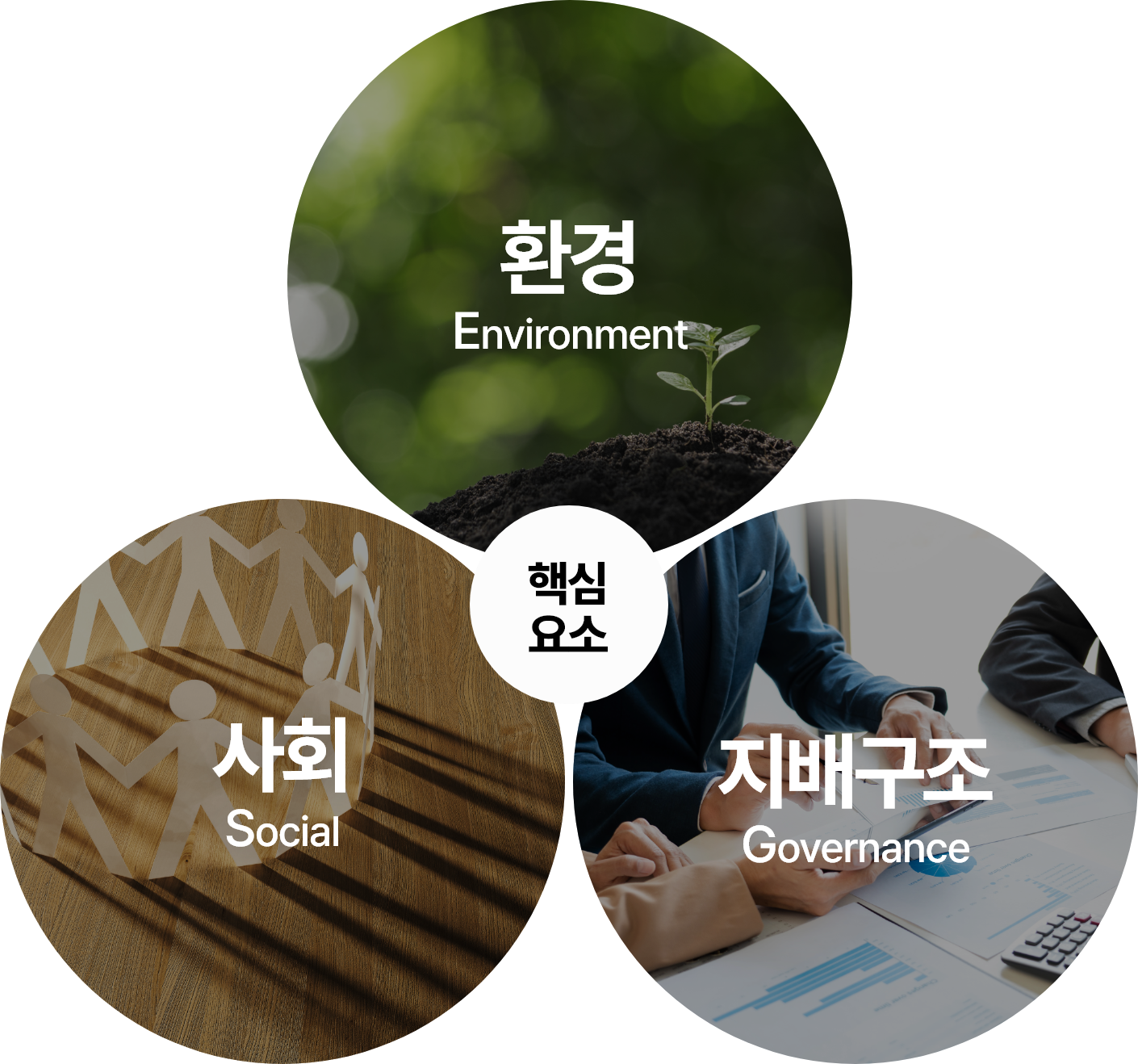 핵심요소: 환경(Environment), 사회(Social), 지배구조(Governance)